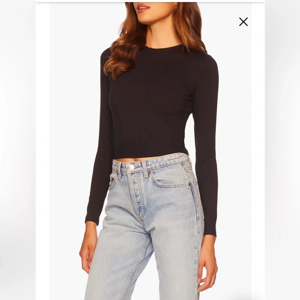 NWT $128 Susana Monaco x Revolve Long Sleeve Crop crew top women sizes S, L